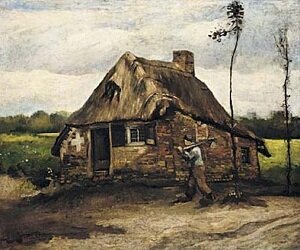 Винсент Виллем Ван Гог Антверпен Нюэнен, Изба и крестьянин возвращающийся домой 